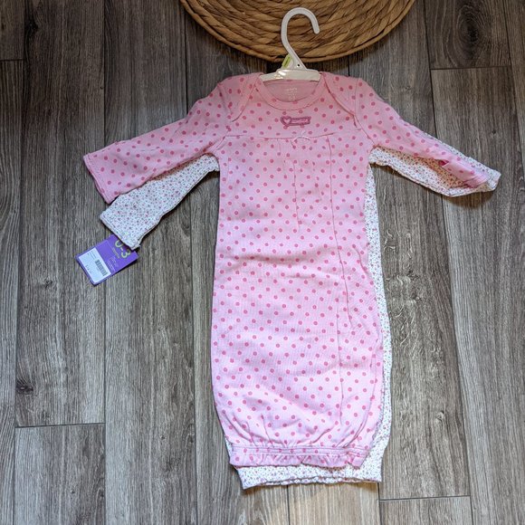 [KIDS 2/$30] NWT Baby Girl (0-3M) - CARTER'S 2pk. Gowns - Picture 1 of 7